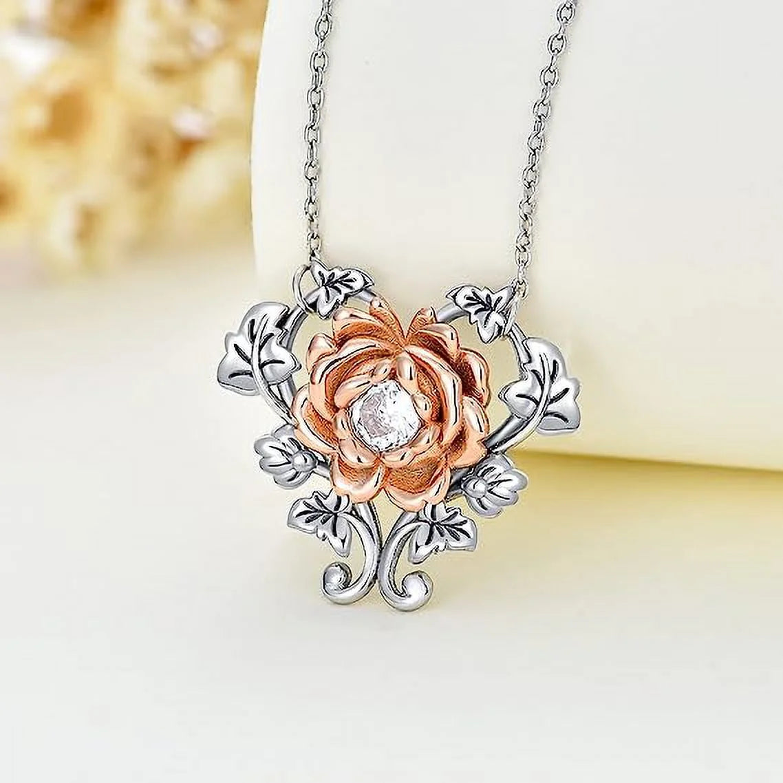 Silver Rose Necklace