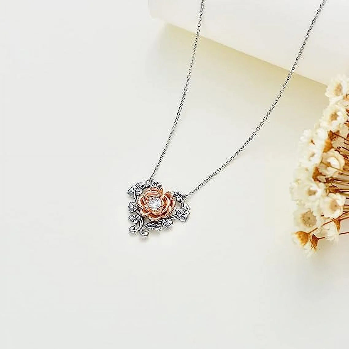 Silver Rose Necklace