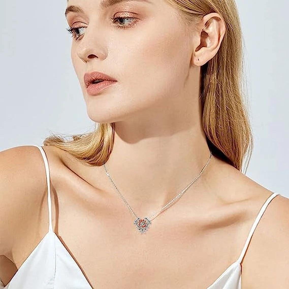 Silver Rose Necklace