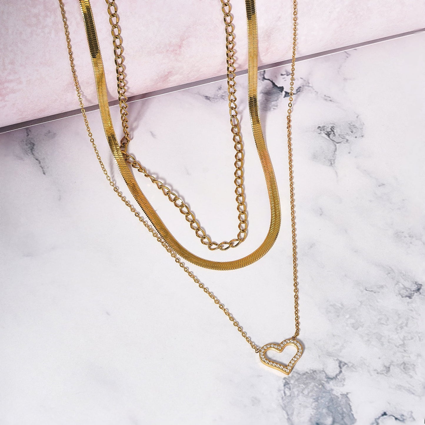 Layered Gold Plated Choker Necklace