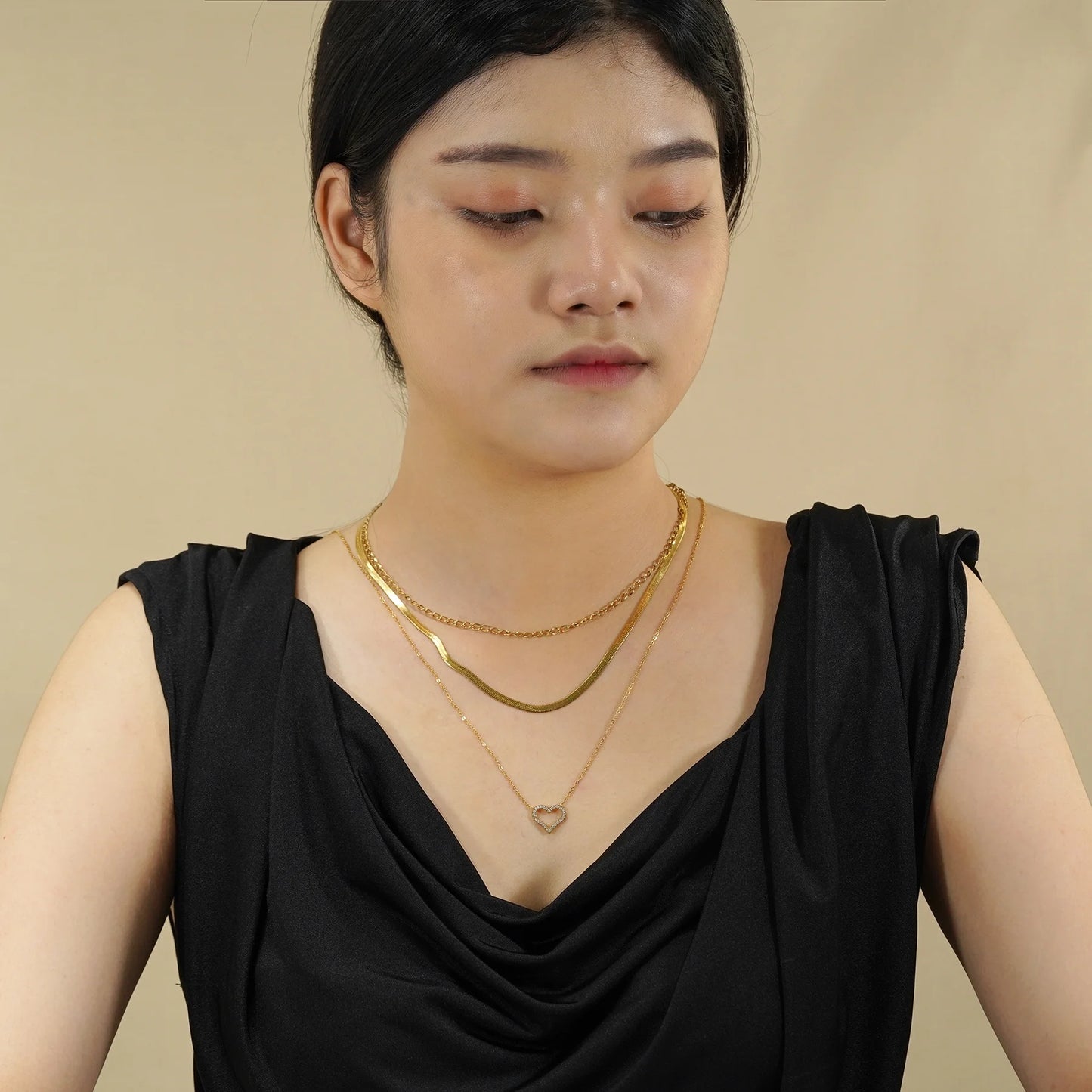 Layered Gold Plated Choker Necklace