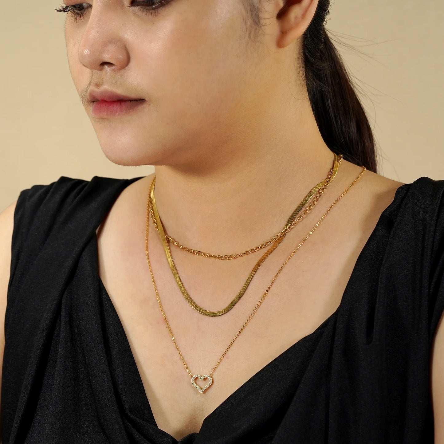 Layered Gold Plated Choker Necklace