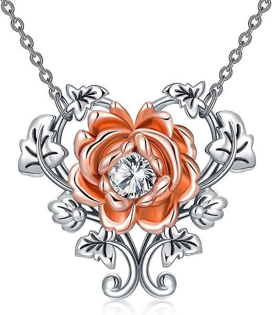 Silver Rose Necklace
