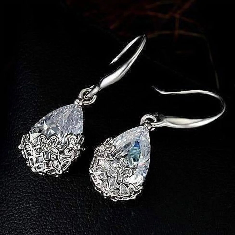 18K Gold Plated Crystal Dangling Earrings