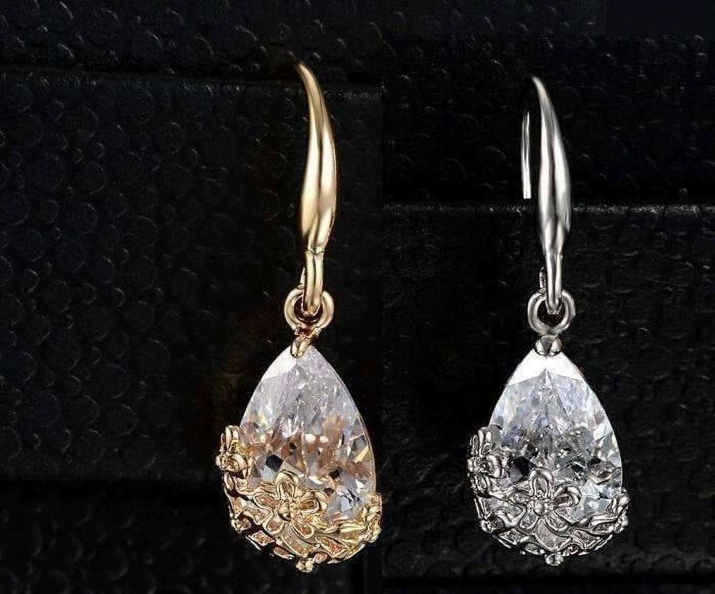 18K Gold Plated Crystal Dangling Earrings